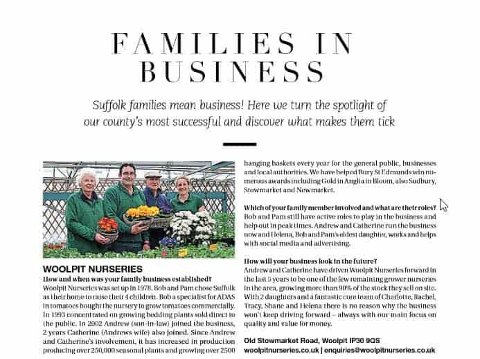 Woolpit Nurseries family business in Suffolk