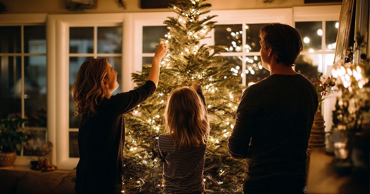 decorated christmas tree living room