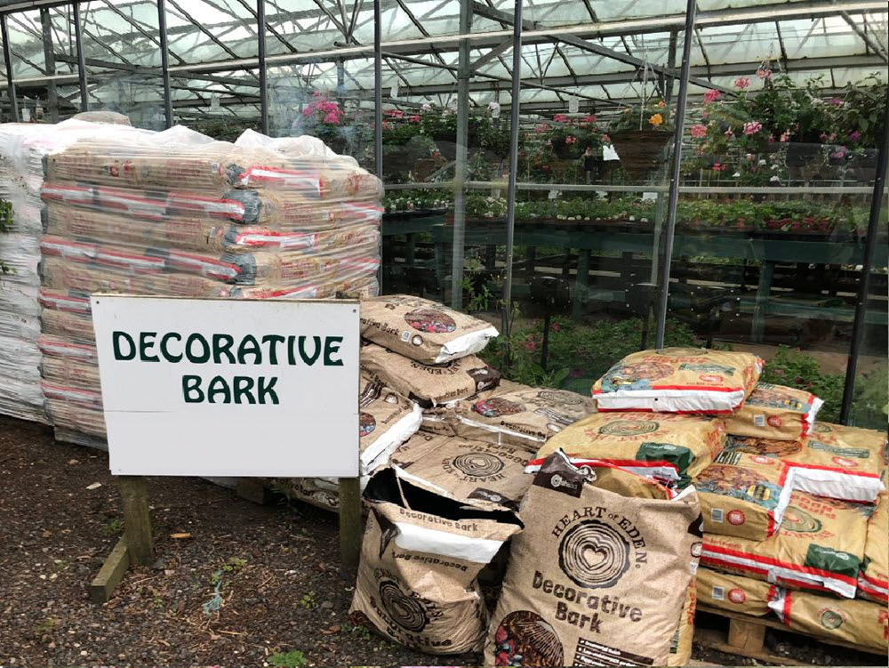 Decorative bark mulch for borders and flower beds